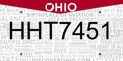 HHT7451 Ohio License Plate