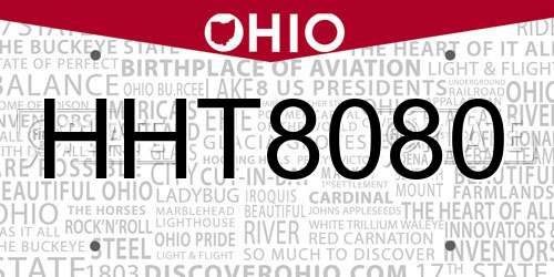 HHT8080 Ohio License Plate