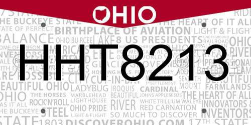 HHT8213 Ohio License Plate