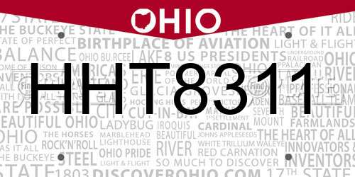 HHT8311 Ohio License Plate