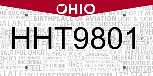 HHT9801 Ohio License Plate