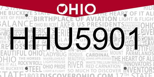 HHU5901 Ohio License Plate