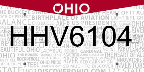 HHV6104 Ohio License Plate
