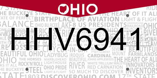 HHV6941 Ohio License Plate