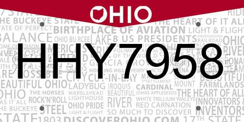 HHY7958 Ohio License Plate