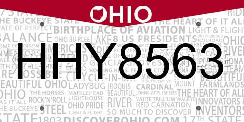 HHY8563 Ohio License Plate
