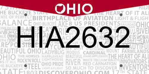 HIA2632 Ohio License Plate