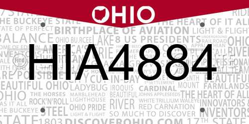 HIA4884 Ohio License Plate