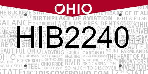 HIB2240 Ohio License Plate