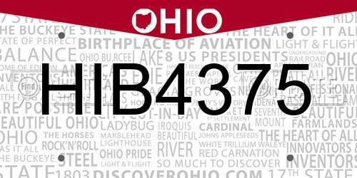 HIB4375 Ohio License Plate