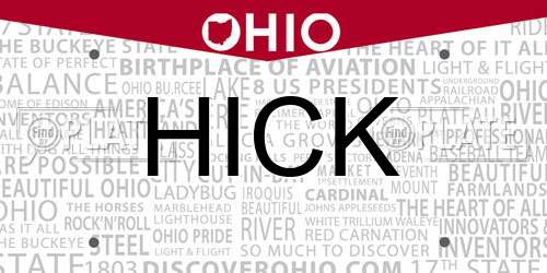HICK Ohio License Plate