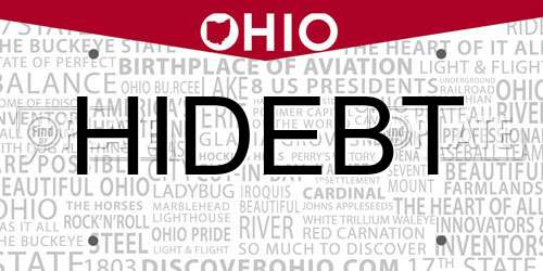 HIDEBT Ohio License Plate