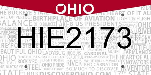 HIE2173 Ohio License Plate