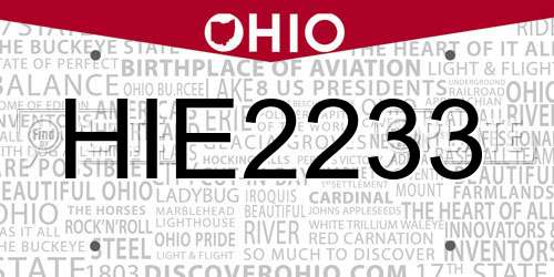 HIE2233 Ohio License Plate