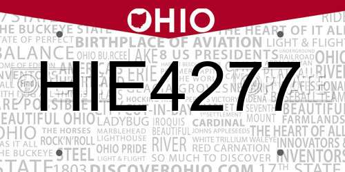 HIE4277 Ohio License Plate