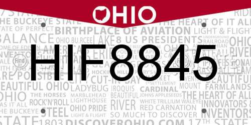 HIF8845 Ohio License Plate