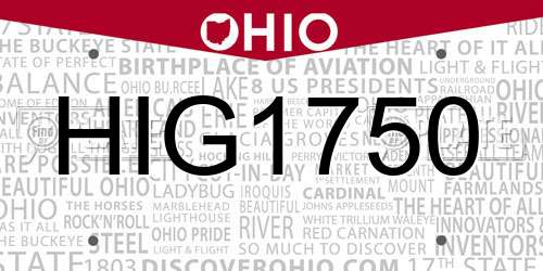 HIG1750 Ohio License Plate