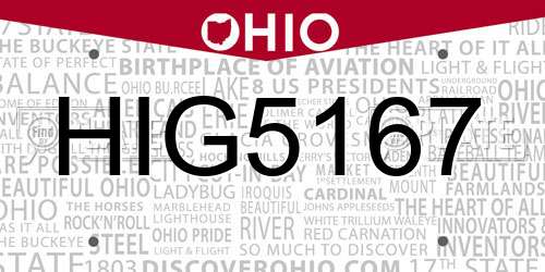 HIG5167 Ohio License Plate