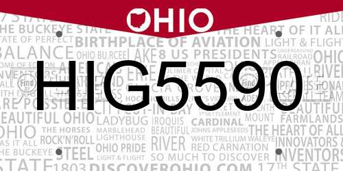 HIG5590 Ohio License Plate