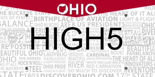 HIGH5 Ohio License Plate