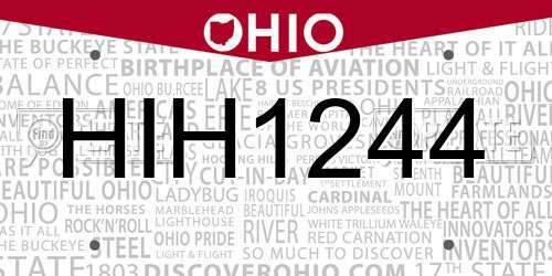 HIH1244 Ohio License Plate