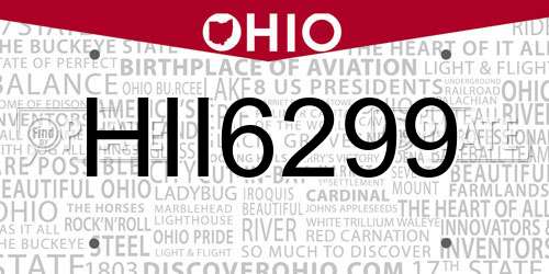 HII6299 Ohio License Plate