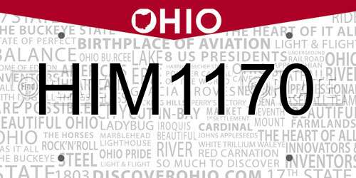 HIM1170 Ohio License Plate