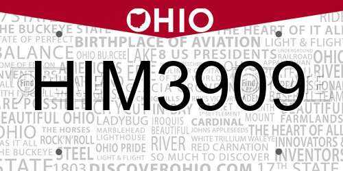 HIM3909 Ohio License Plate