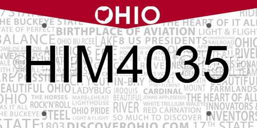 HIM4035 Ohio License Plate