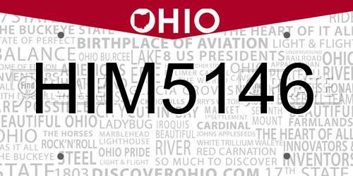 HIM5146 Ohio License Plate