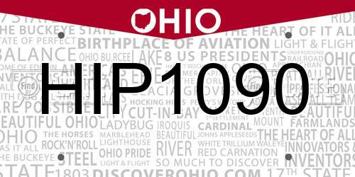 HIP1090 Ohio License Plate