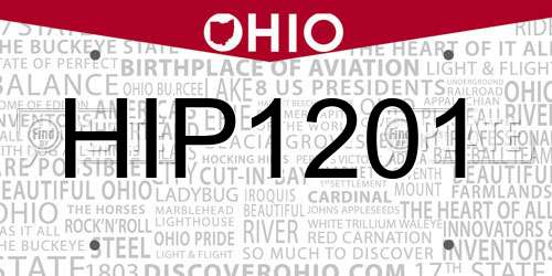 HIP1201 Ohio License Plate