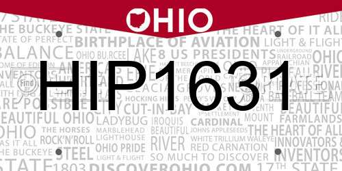 HIP1631 Ohio License Plate