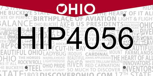 HIP4056 Ohio License Plate