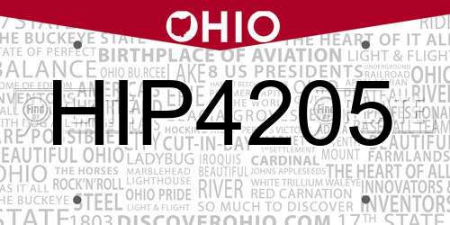 HIP4205 Ohio License Plate
