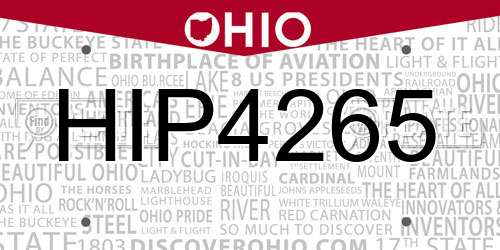 HIP4265 Ohio License Plate