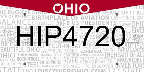 HIP4720 Ohio License Plate