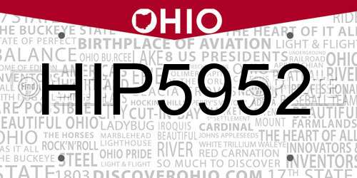 HIP5952 Ohio License Plate