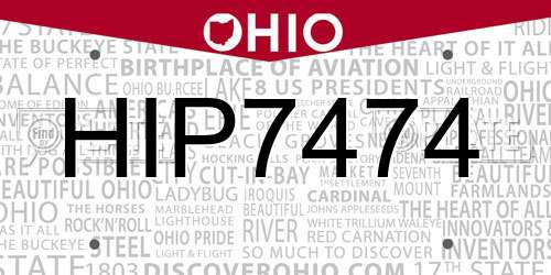 HIP7474 Ohio License Plate