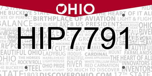 HIP7791 Ohio License Plate