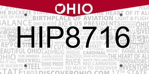 HIP8716 Ohio License Plate