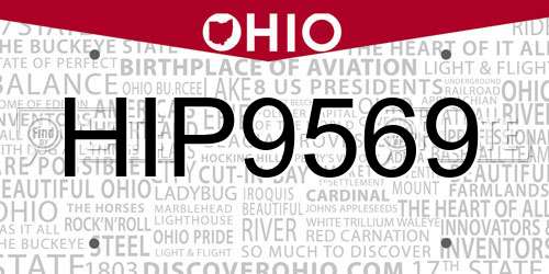 HIP9569 Ohio License Plate