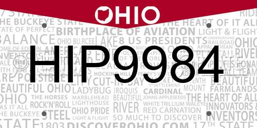 HIP9984 Ohio License Plate