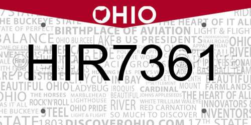 HIR7361 Ohio License Plate