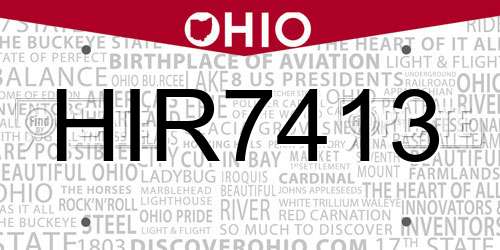 HIR7413 Ohio License Plate