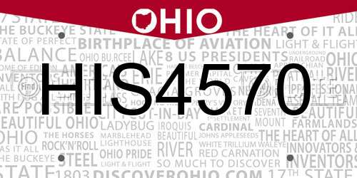 HIS4570 Ohio License Plate