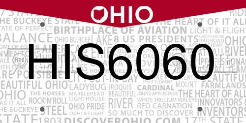 HIS6060 Ohio License Plate