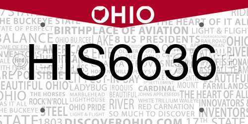 HIS6636 Ohio License Plate