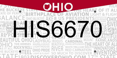 HIS6670 Ohio License Plate