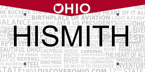 HISMITH Ohio License Plate